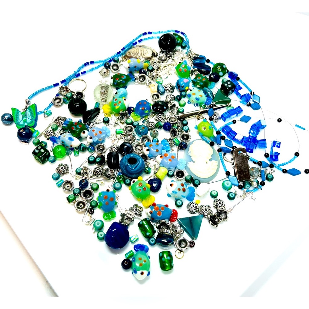 Assorted Glass Silver Jewelry Making Beads
